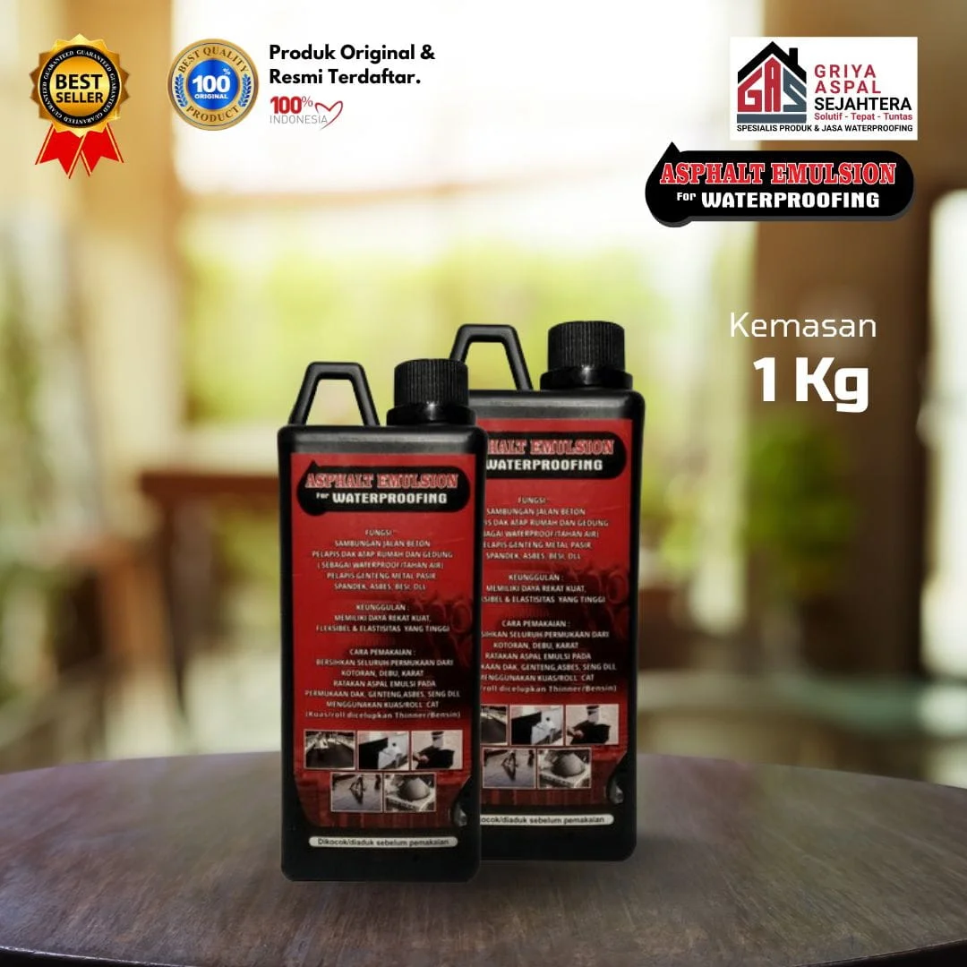 Aspal Cair 1 kg Spesial Atasi Dak, Dinding Rembes & Bocor